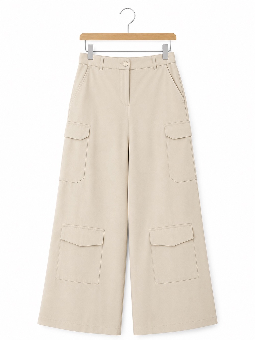 19 Cooper Tan Wide Leg Cargo Pants High Rise Cropped Utility Size M - Picture 1 of 8